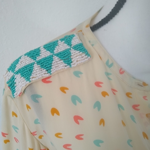 MAISON SCOTCH 100% Silk Western beaded Blouse Womens size S - Picture 4 of 10